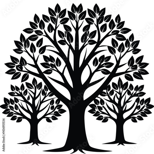 sycamore trees icon set on white background