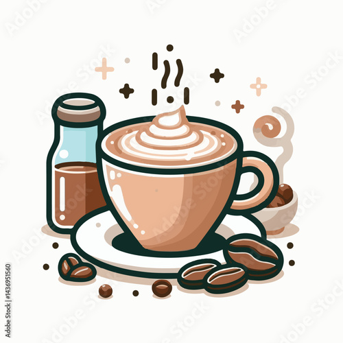 latte, drink, cafe, coffee, beverage, cup, milk, aroma, caffeine, hot, espresso, white, breakfast, cappuccino, background, mug, cream, brown, food, art, isolated, morning, design, fresh, foam, mocha, 