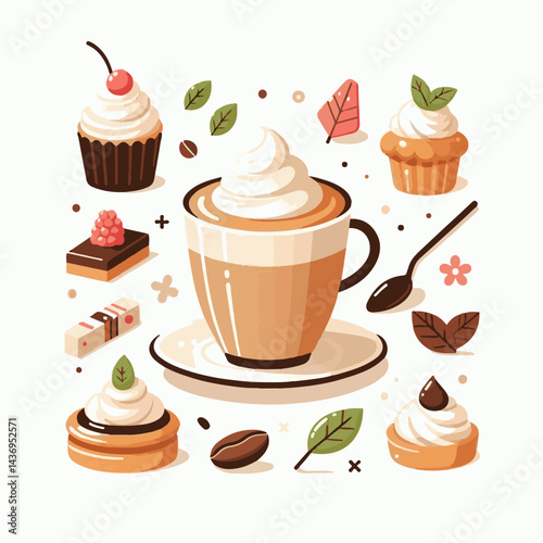 latte, drink, cafe, coffee, beverage, cup, milk, aroma, caffeine, hot, espresso, white, breakfast, cappuccino, background, mug, cream, brown, food, art, isolated, morning, design, fresh, foam, mocha, 
