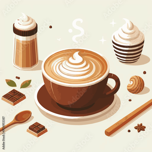 latte, drink, cafe, coffee, beverage, cup, milk, aroma, caffeine, hot, espresso, white, breakfast, cappuccino, background, mug, cream, brown, food, art, isolated, morning, design, fresh, foam, mocha, 