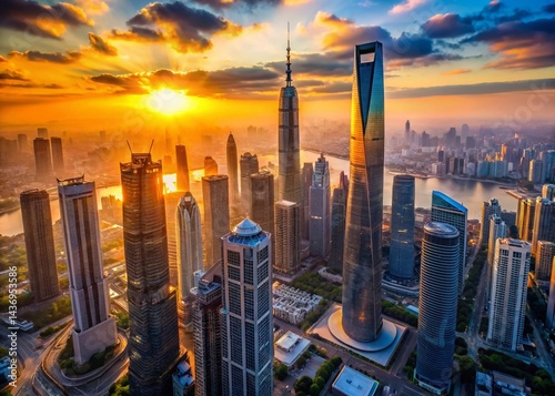 Shanghai Skyline: Aerial View of Modern High-Rise Buildings