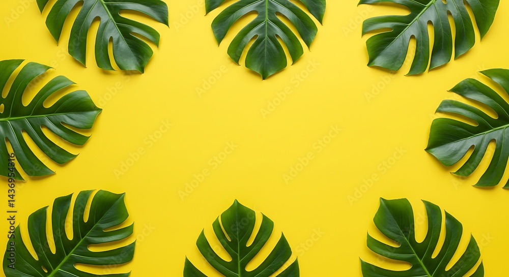 Naklejka premium Sunshine's Embrace: Tropical Green AI Generated