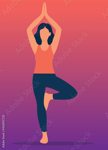 Tree Pose Yoga Vector
Vrikshasana Illustration
Yoga Balance Pose Graphic
Woman Tree Pose Vector
Meditation Yoga Asana Art
Standing Balance Yoga Icon