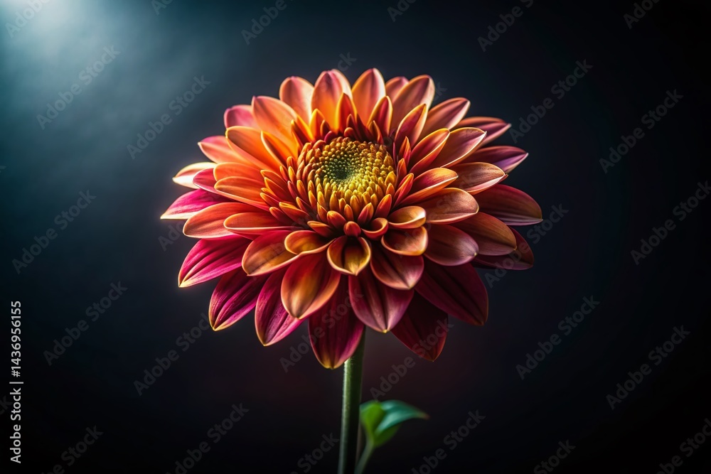 Single Dark Bloom: High-Definition Macro Photo of Isolated Flower at Night Single Dark Bloom: High-Definition Macro Photo of Isolated Flower at Night