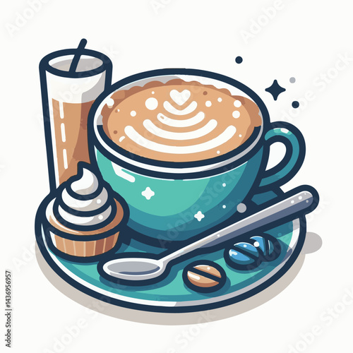 latte, drink, cafe, coffee, beverage, cup, milk, aroma, caffeine, hot, espresso, white, breakfast, cappuccino, background, mug, cream, brown, food, art, isolated, morning, design, fresh, foam, mocha, 