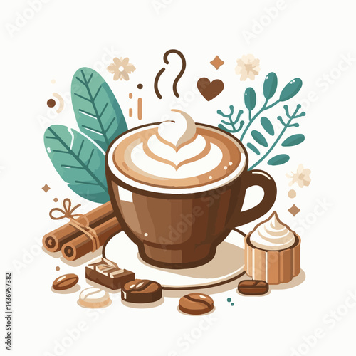 latte, drink, cafe, coffee, beverage, cup, milk, aroma, caffeine, hot, espresso, white, breakfast, cappuccino, background, mug, cream, brown, food, art, isolated, morning, design, fresh, foam, mocha, 