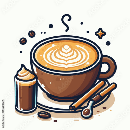 latte, drink, cafe, coffee, beverage, cup, milk, aroma, caffeine, hot, espresso, white, breakfast, cappuccino, background, mug, cream, brown, food, art, isolated, morning, design, fresh, foam, mocha, 