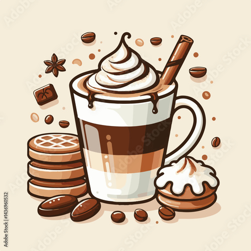 latte, drink, cafe, coffee, beverage, cup, milk, aroma, caffeine, hot, espresso, white, breakfast, cappuccino, background, mug, cream, brown, food, art, isolated, morning, design, fresh, foam, mocha, 