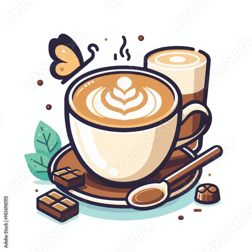 latte, drink, cafe, coffee, beverage, cup, milk, aroma, caffeine, hot, espresso, white, breakfast, cappuccino, background, mug, cream, brown, food, art, isolated, morning, design, fresh, foam, mocha, 