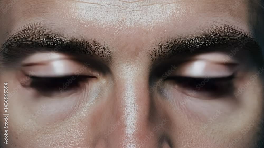 Close-up of intense blue eyes.