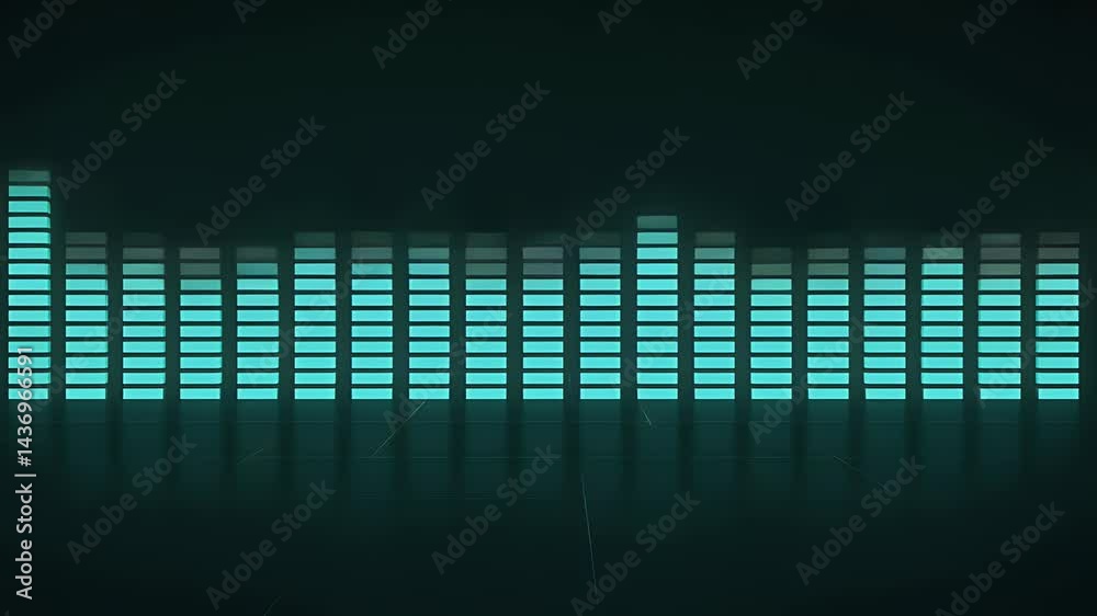 Teal audio equalizer display.