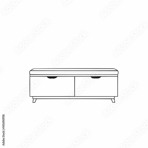Monochrome view shows flat surface, defined by crisp, dark lines on white canvas