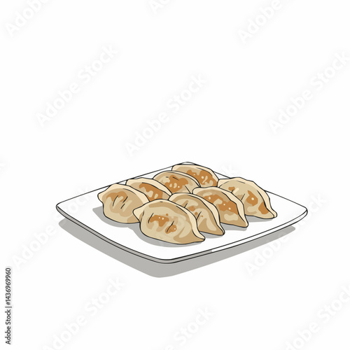 Cartoon pancakes stacked on a white plate at the bottom right of the image