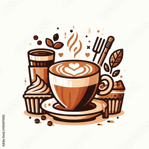 latte, drink, cafe, coffee, beverage, cup, milk, aroma, caffeine, hot, espresso, white, breakfast, cappuccino, background, mug, cream, brown, food, art, isolated, morning, design, fresh, foam, mocha, 
