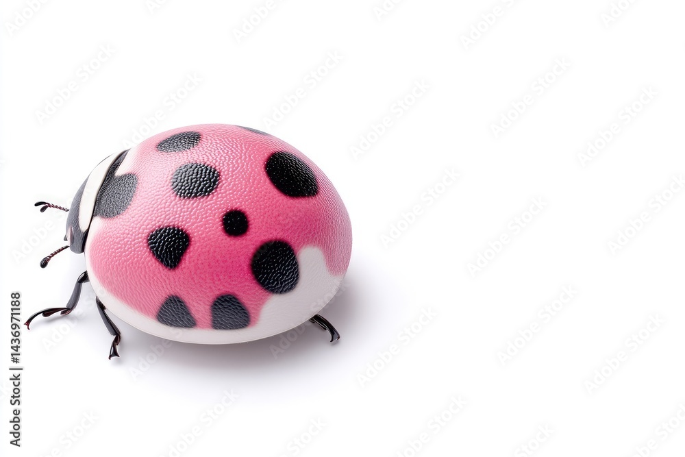 Fototapeta premium Pink ladybug on white background
