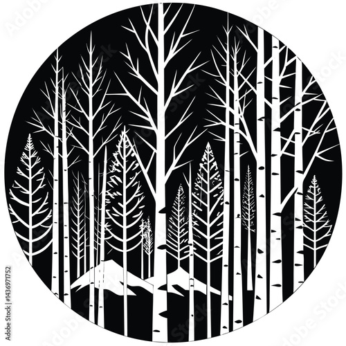 Aspen trees icon set on white background