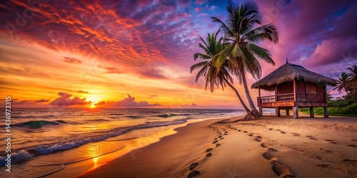 Tropical Sunset Beach: Golden Hour on Paradise Island
