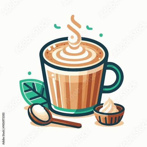 latte, drink, cafe, coffee, beverage, cup, milk, aroma, caffeine, hot, espresso, white, breakfast, cappuccino, background, mug, cream, brown, food, art, isolated, morning, design, fresh, foam, mocha, 