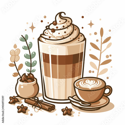 latte, drink, cafe, coffee, beverage, cup, milk, aroma, caffeine, hot, espresso, white, breakfast, cappuccino, background, mug, cream, brown, food, art, isolated, morning, design, fresh, foam, mocha, 