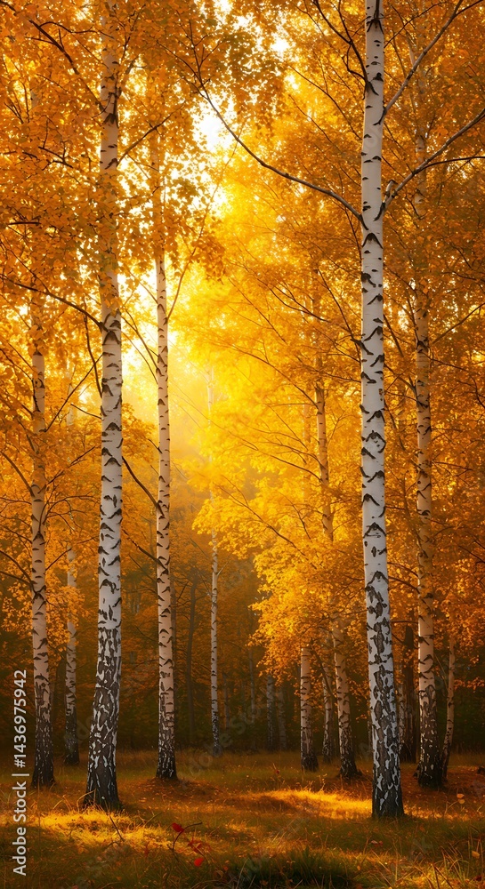 Fototapeta premium Golden Hour Grove AI Generated