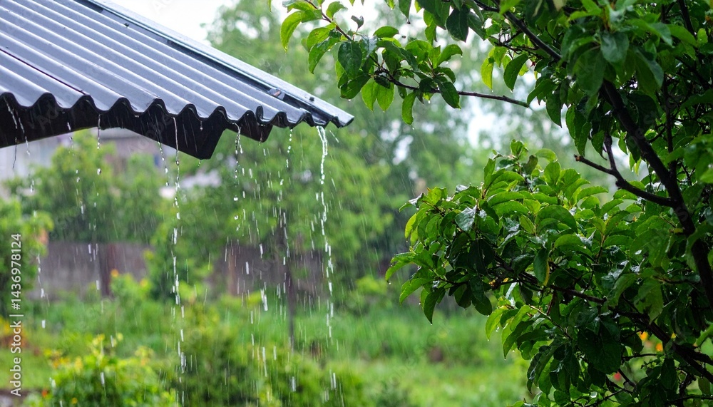 雨が静かに降り、庭の木々がしっとりと濡れる中、屋根に積もった水滴が滴る一軒家の風景
雨が静かに降り、庭の木々がしっとりと濡れる中、屋根に積もった水滴が滴る一軒家の風景