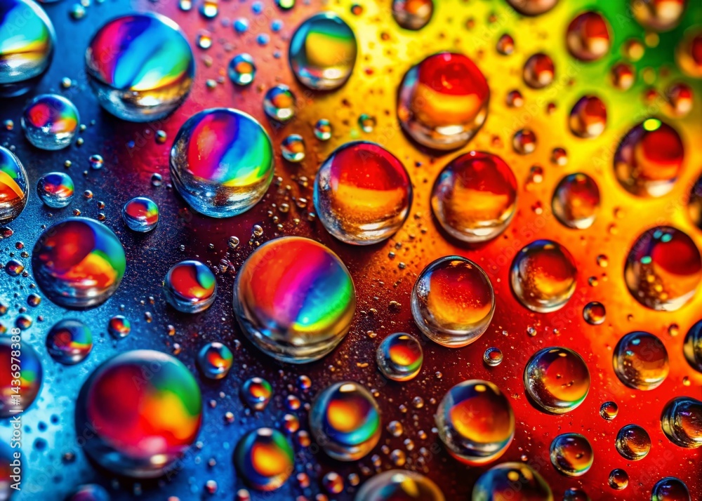 Vibrant Rainbow Water Droplets on Glass - Abstract Macro Photography
