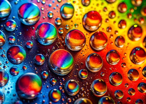 Obraz na płótnie Vibrant Rainbow Water Droplets on Glass - Abstract Macro Photography w salonie