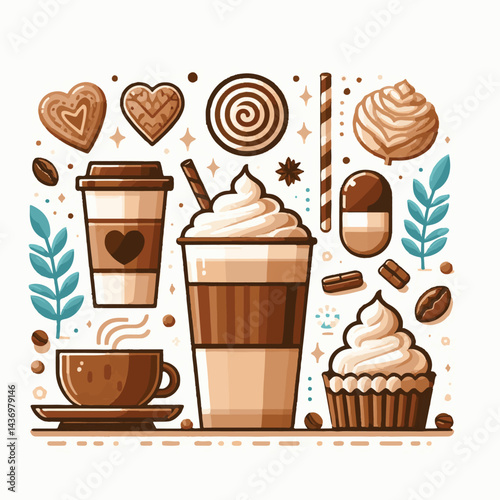 latte, drink, cafe, coffee, beverage, cup, milk, aroma, caffeine, hot, espresso, white, breakfast, cappuccino, background, mug, cream, brown, food, art, isolated, morning, design, fresh, foam, mocha, 