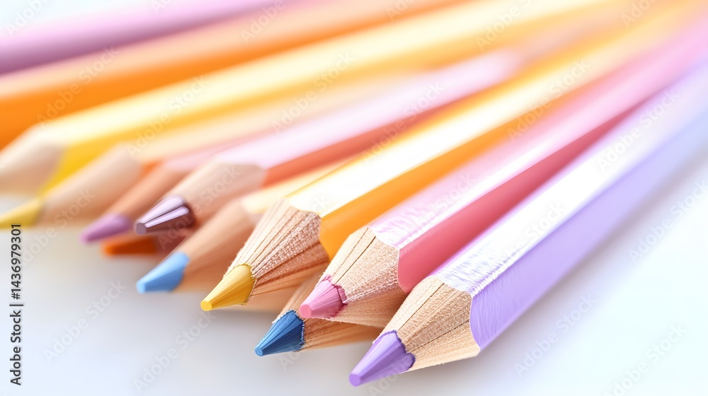 Obraz premium Colorful Pastel Pencils Close Up Shot