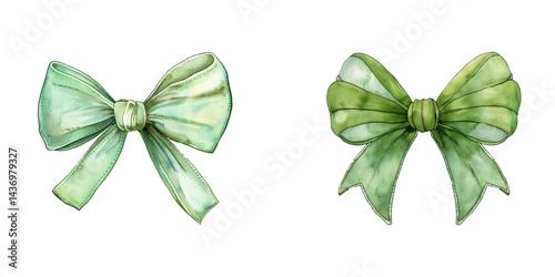 green bowtie watercolor vector illustration