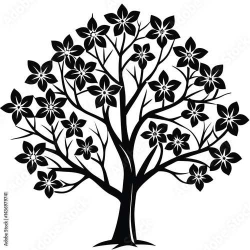 Dogwood trees icon set on white background