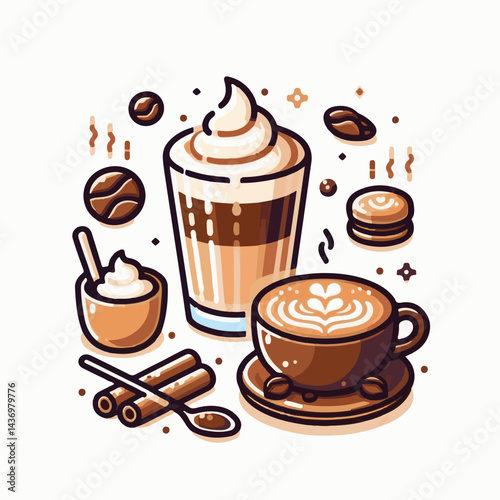 latte, drink, cafe, coffee, beverage, cup, milk, aroma, caffeine, hot, espresso, white, breakfast, cappuccino, background, mug, cream, brown, food, art, isolated, morning, design, fresh, foam, mocha, 