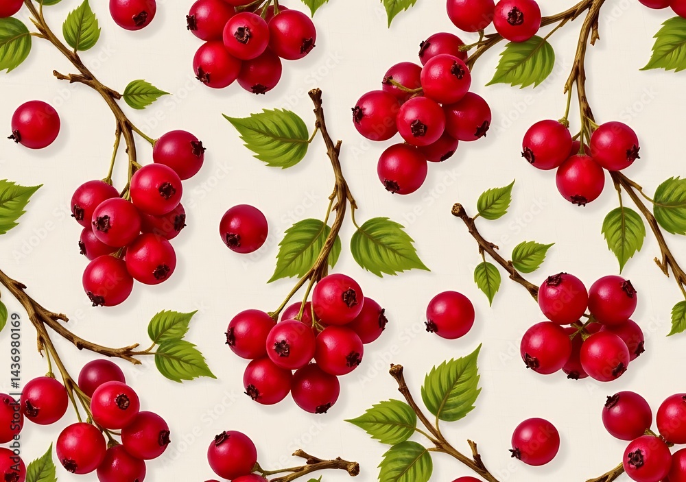 seamless pattern of red currants on linen napkin fabric seamless pattern of red currants on linen napkin fabric