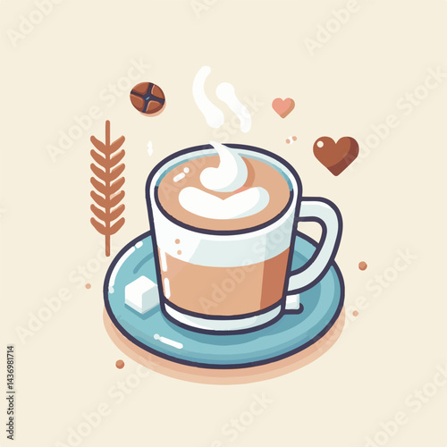latte, drink, cafe, coffee, beverage, cup, milk, aroma, caffeine, hot, espresso, white, breakfast, cappuccino, background, mug, cream, brown, food, art, isolated, morning, design, fresh, foam, mocha, 