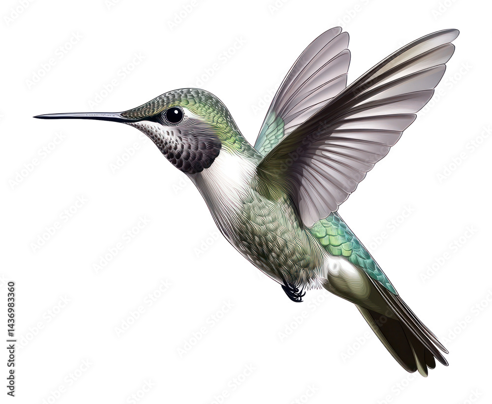 Fototapeta premium PNG Hummingbird illustration wildlife colorful.