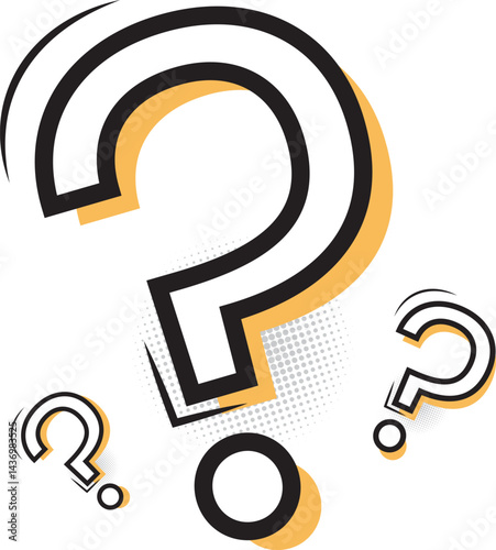 Comic question mark. Creative pop art question marks for problem solving concept