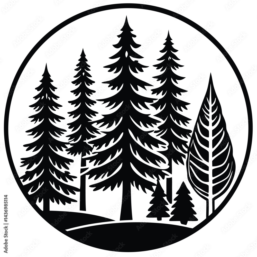 Obraz premium Hemlock trees icon set on white background