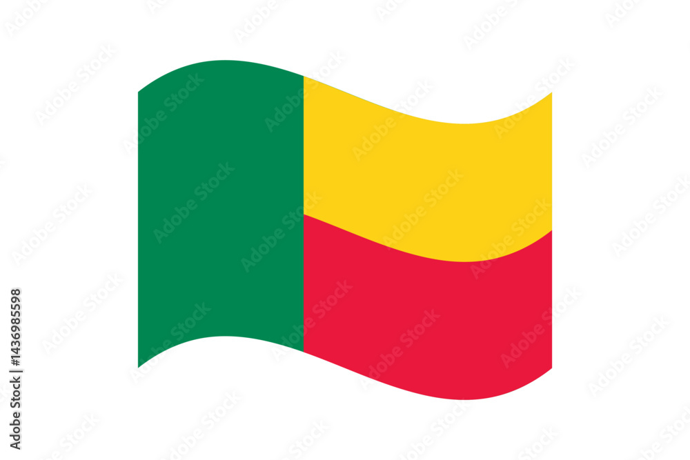 Fototapeta premium Flag of Benin. Benin wavy flag digital vector illustration. Fluttering flag.