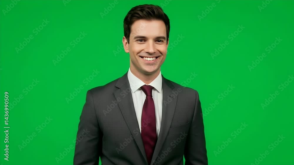 Portrait of a Confident Businessman in a Suit Against a Green Screen Portrait of a Confident Businessman in a Suit Against a Green Screen