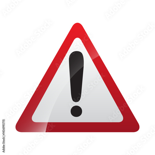 Warning Sign with Exclamation Mark – Red Triangle Traffic Safety Sign for Hazard Alerts, Caution Zones, and Road Danger Notifications