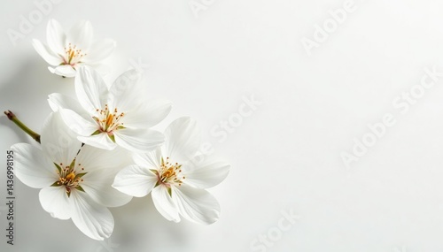 Delicate white blossoms against pure white backdrop, background, wedding, photography