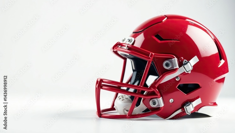 Fototapeta premium American football helmet, pristine white backdrop , clean, plastic, icon