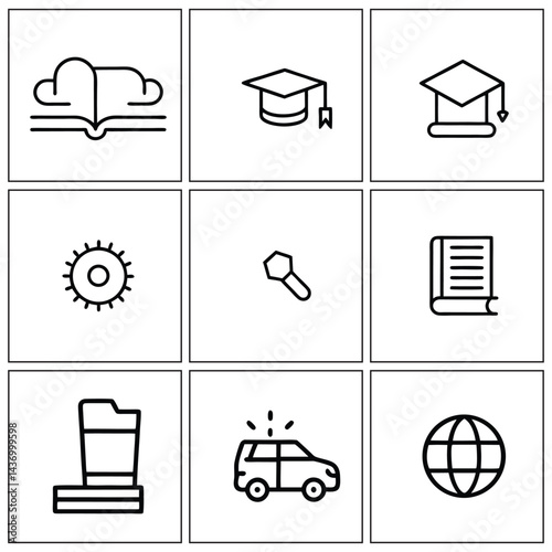 set of icons for education