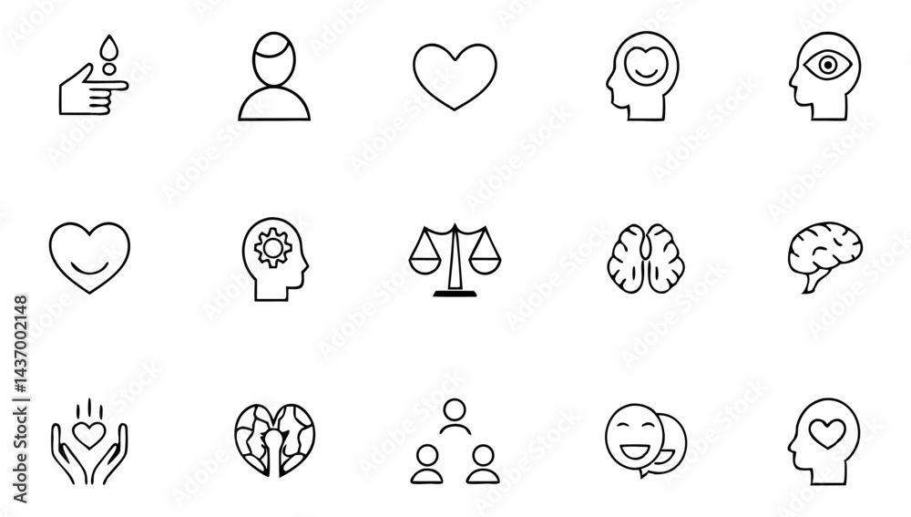 Fototapeta premium mental health line icon big set anxiety stress .eps