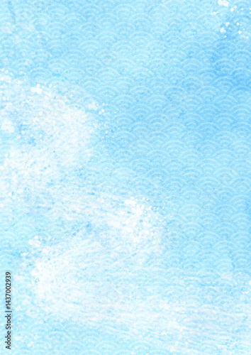 さわやかな水の流れの水彩風和風背景