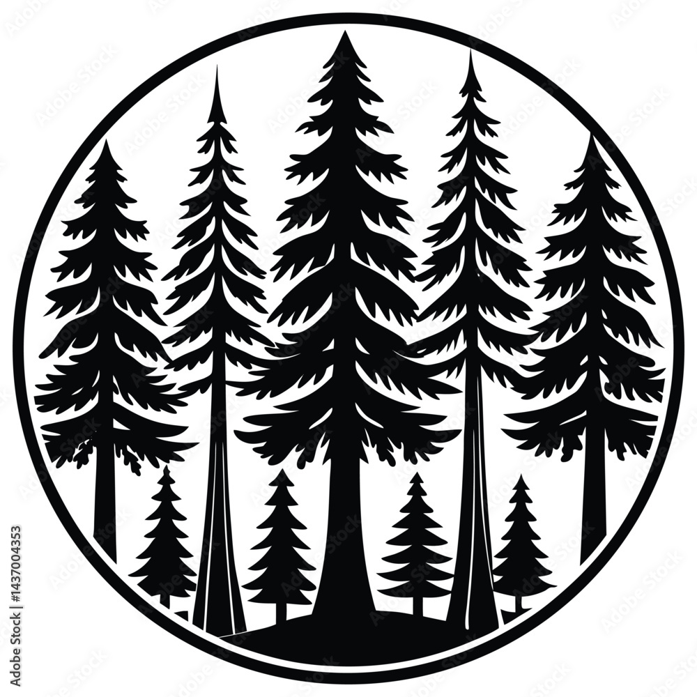 Obraz premium Sequoia trees icon on white background