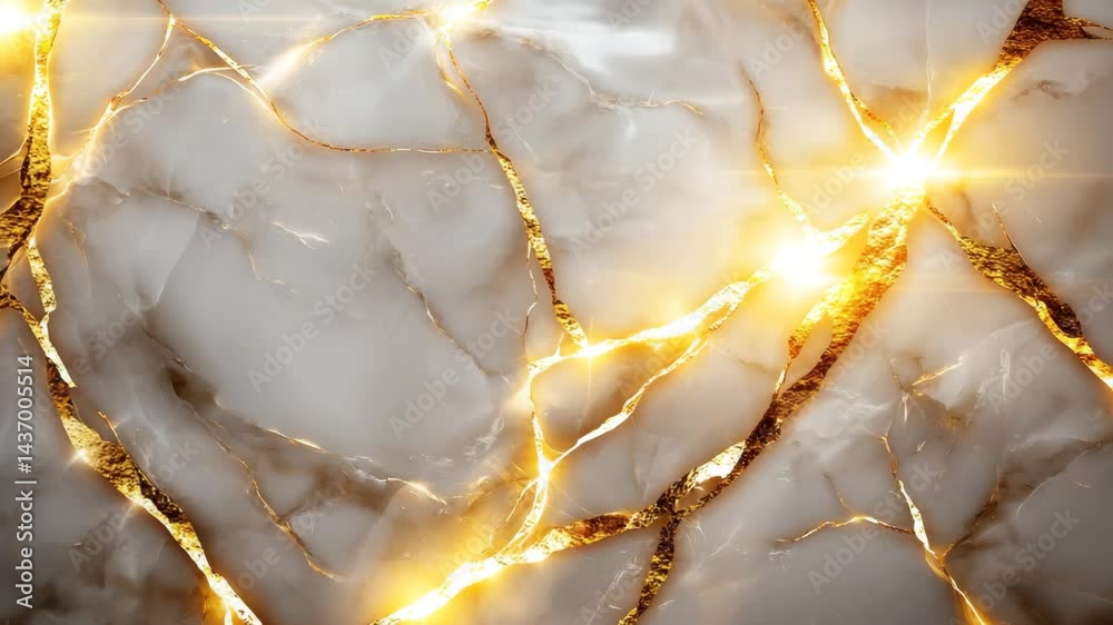 Elegant White and Gold Marble Background with Shiny Texture