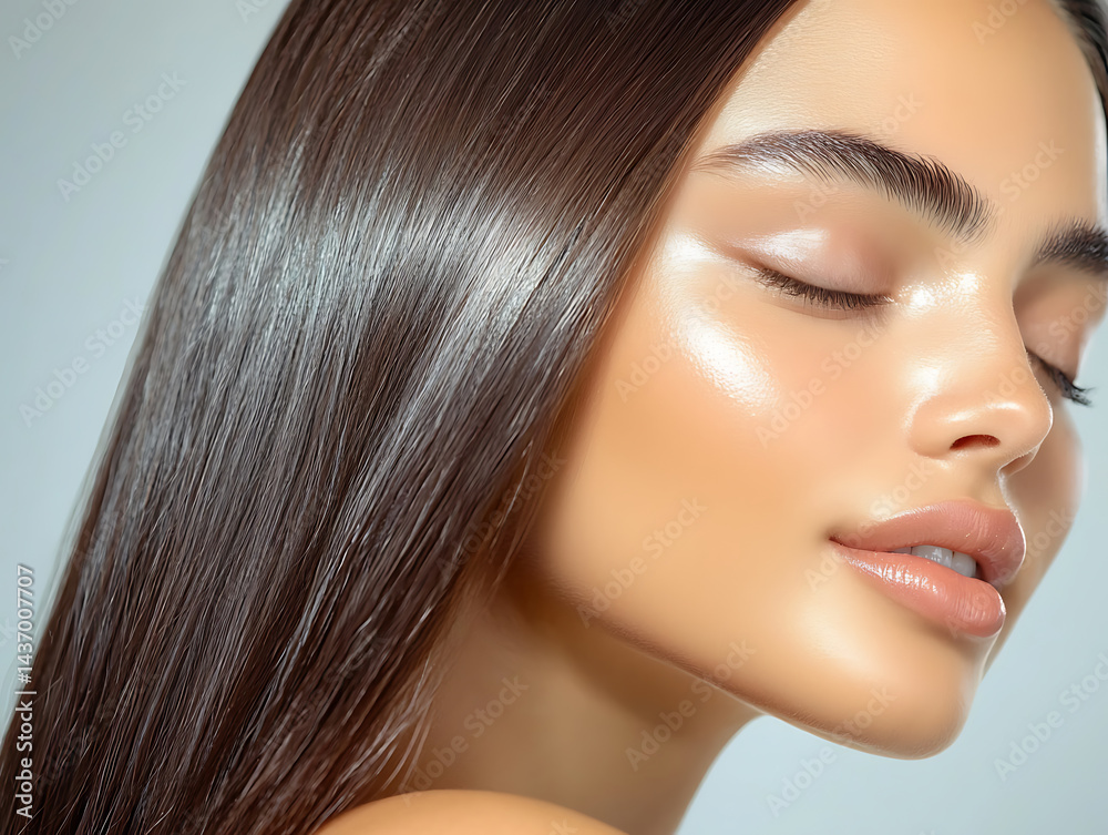 Fototapeta premium Radiant beauty close-up studio photography natural light soft focus skin care concept