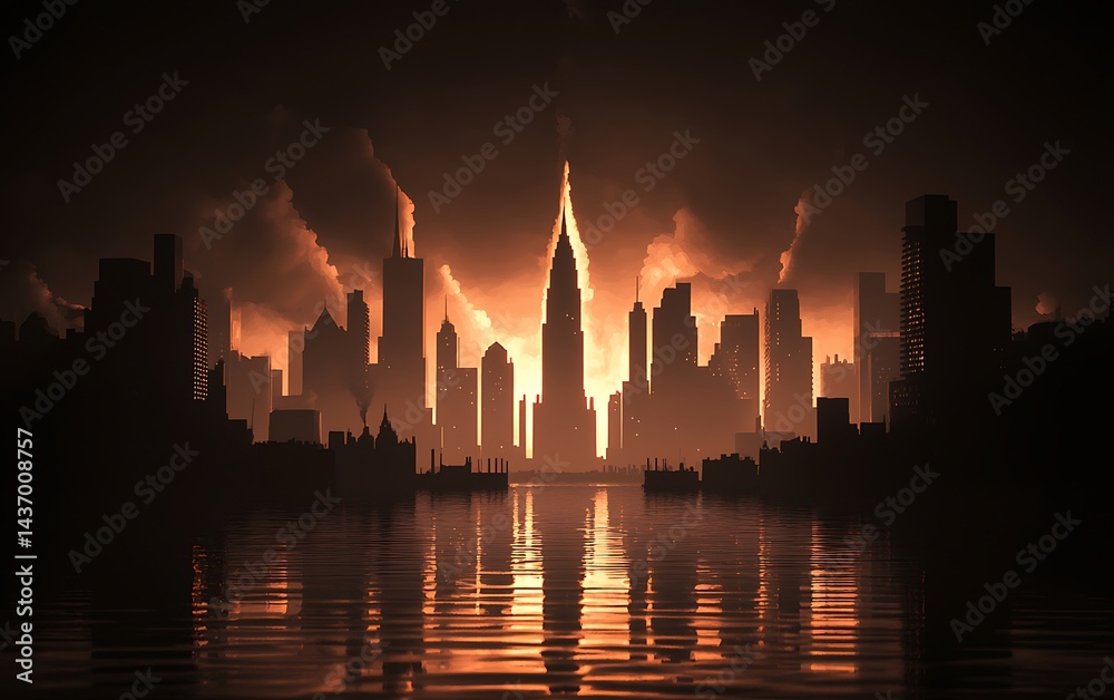 Fototapeta premium Fiery NYC Skyline Sunrise
