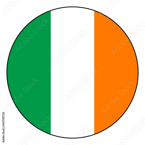Flag of Ireland. Black edge. Ireland circle flag logo icon computer vector illustration design.